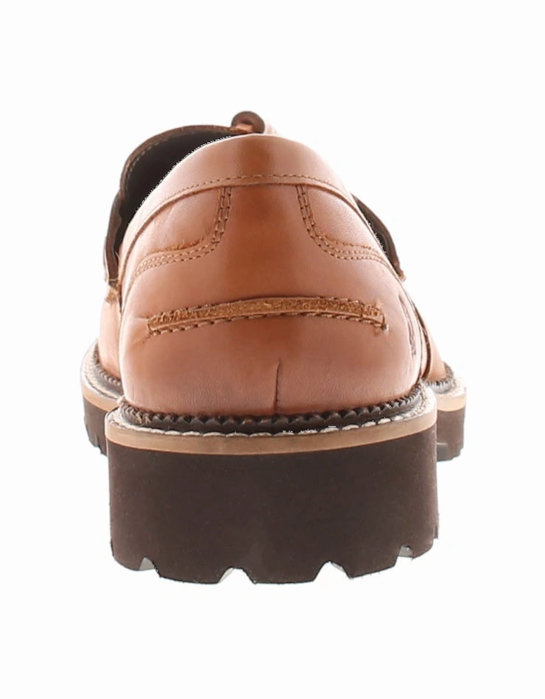 Womens Shoes Loafers Flat Ginny Leather Slip On tan UK Size