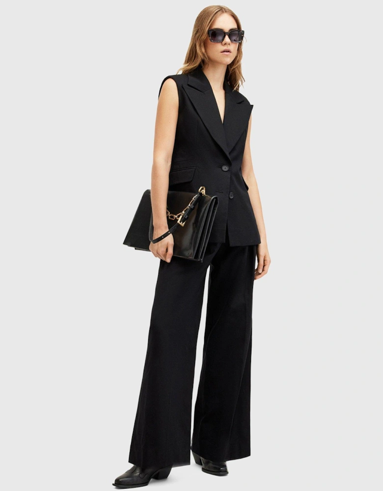 Hally Relaxed Fit Wide Leg Trousers - Black