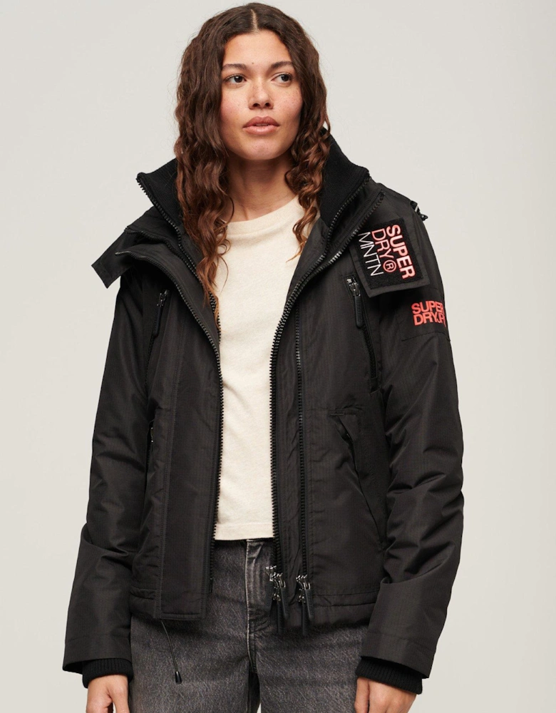 Hooded Mountain Windbreaker Jacket - Black