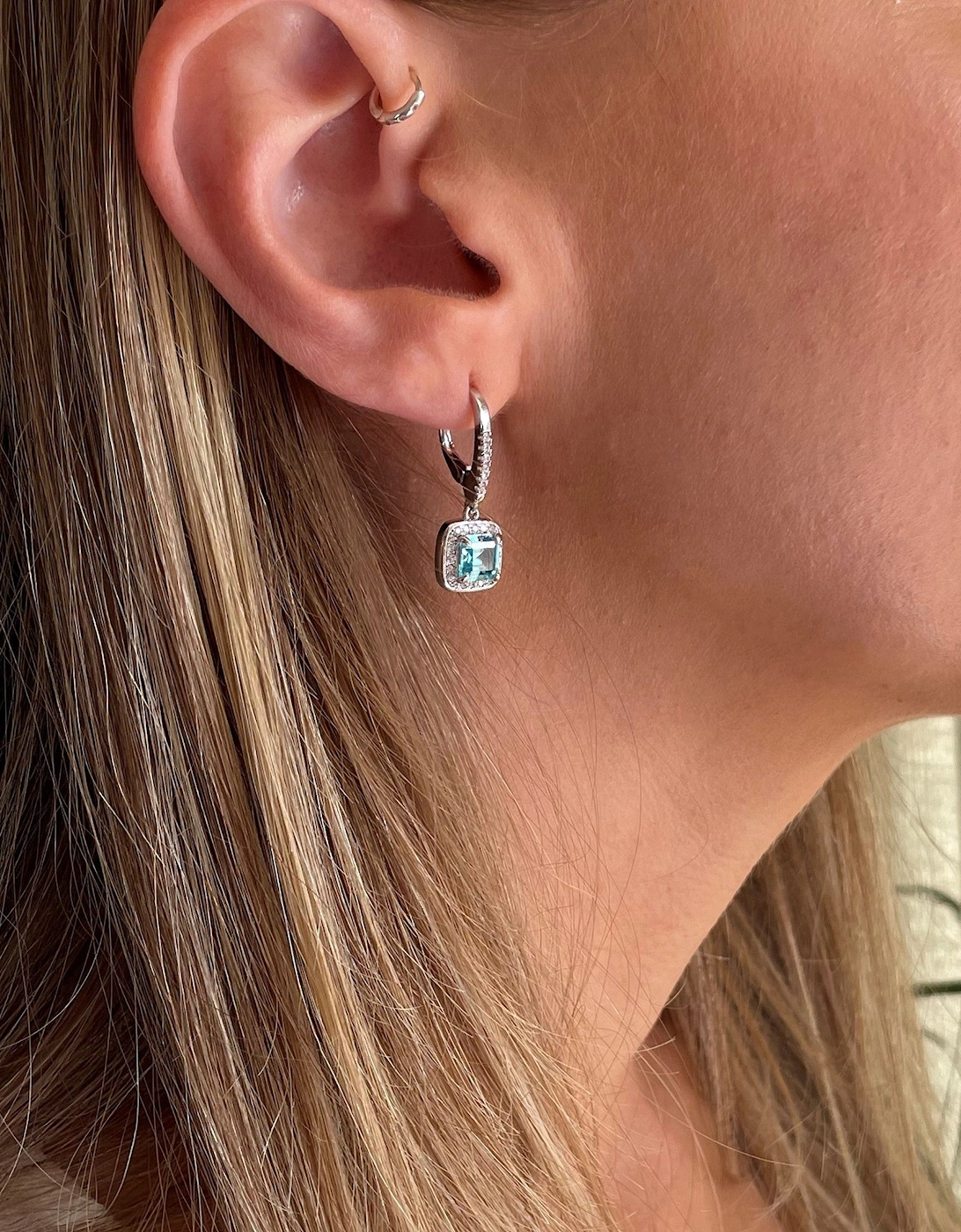 Idola Silver Aquamarine Earrings