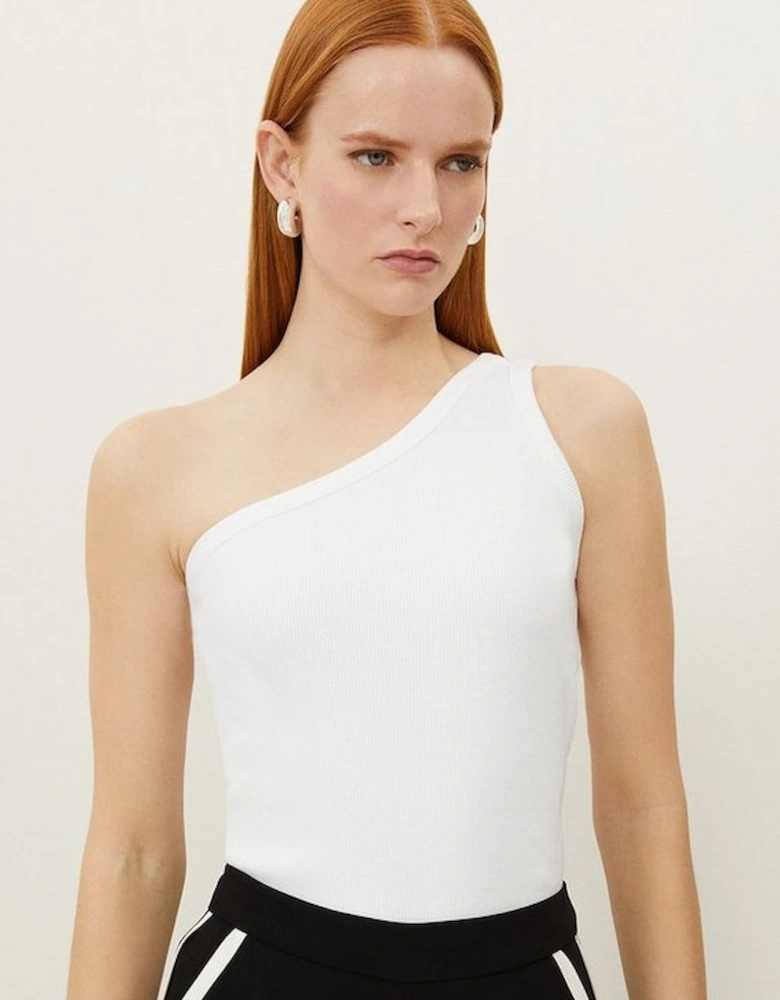 Compact Jersey Rib Asymmetrical Top