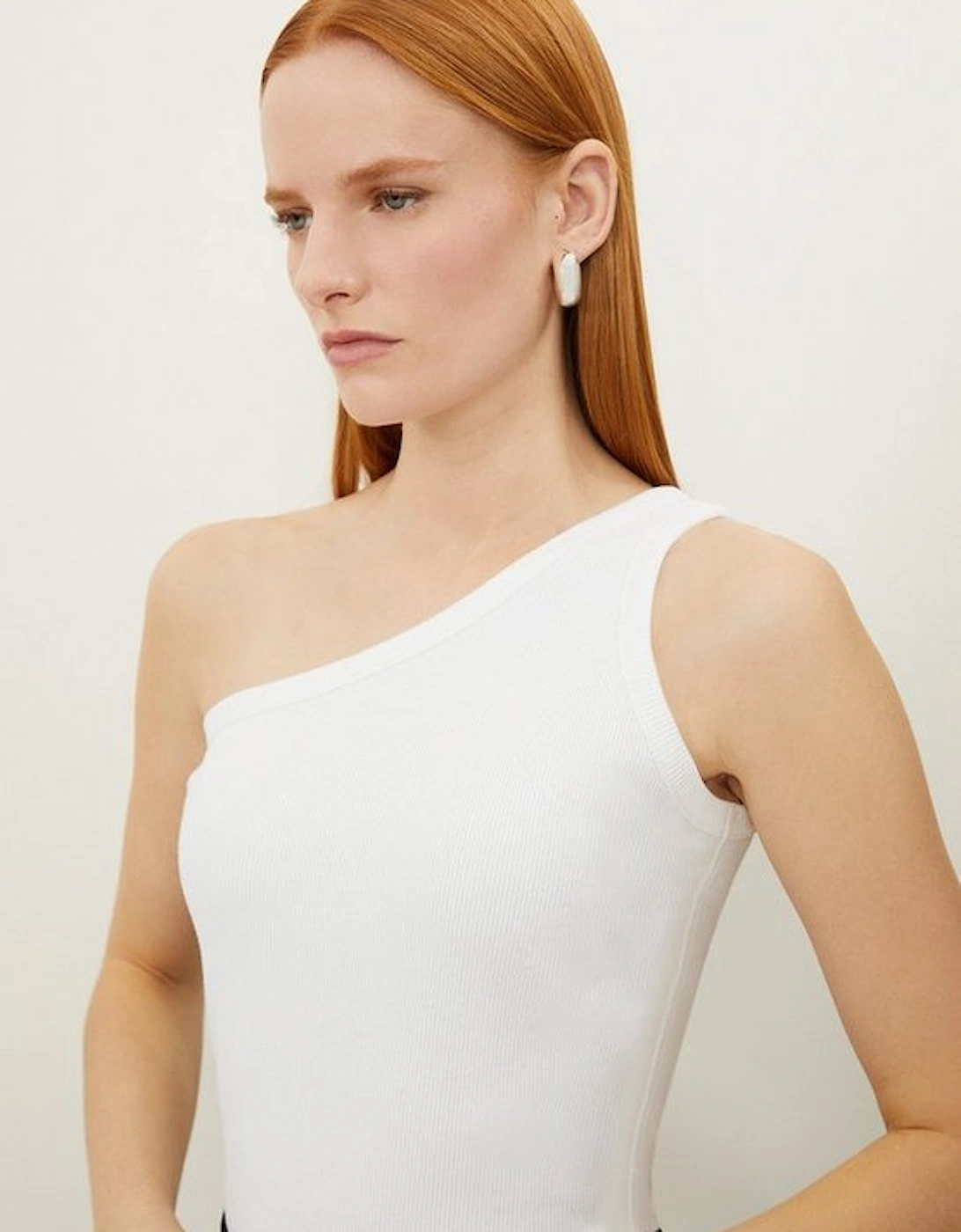 Compact Jersey Rib Asymmetrical Top