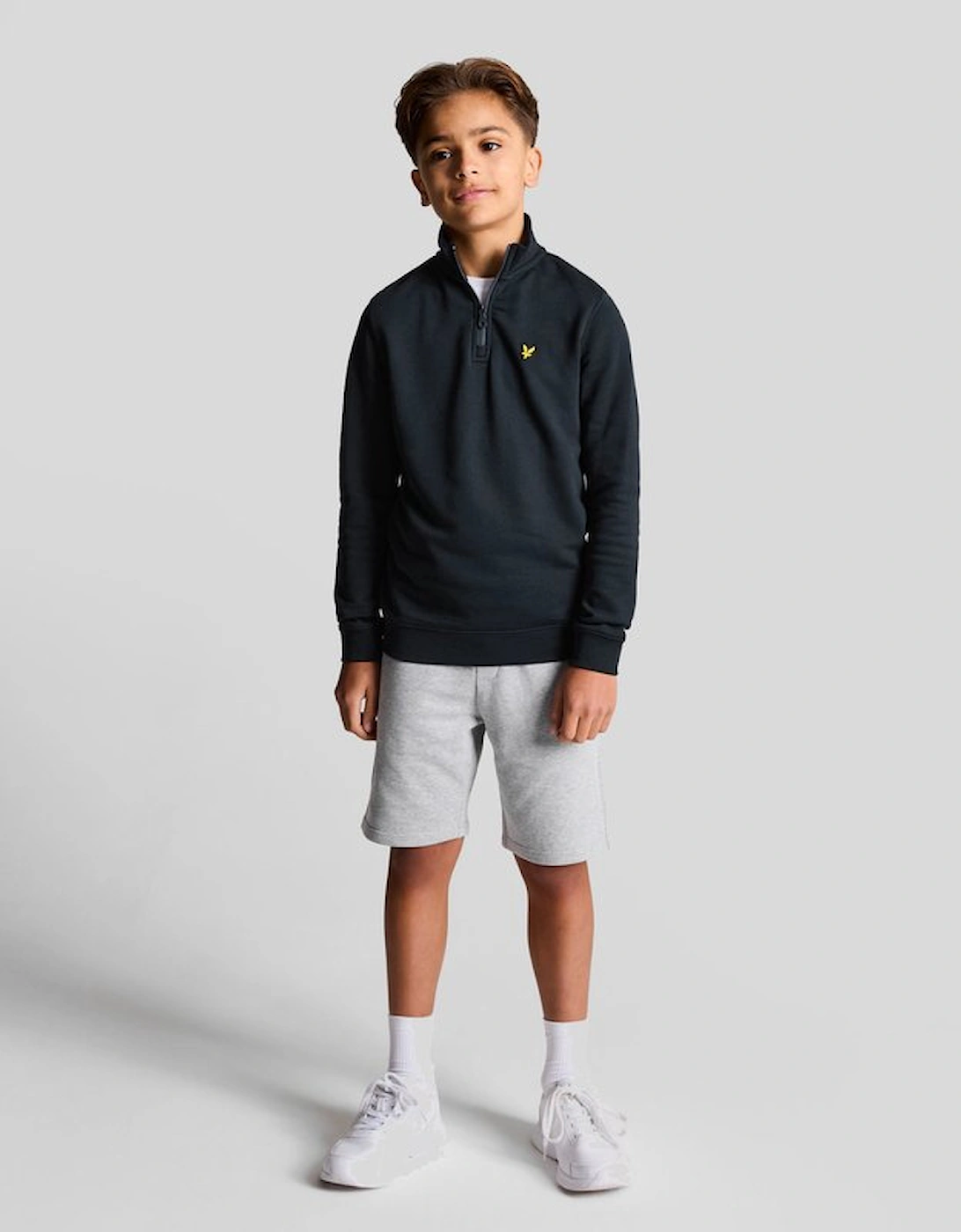 Lyle And Scott Unisex Black 1/4 Zip Sweatshirt - : Size 3/4 Y Kids