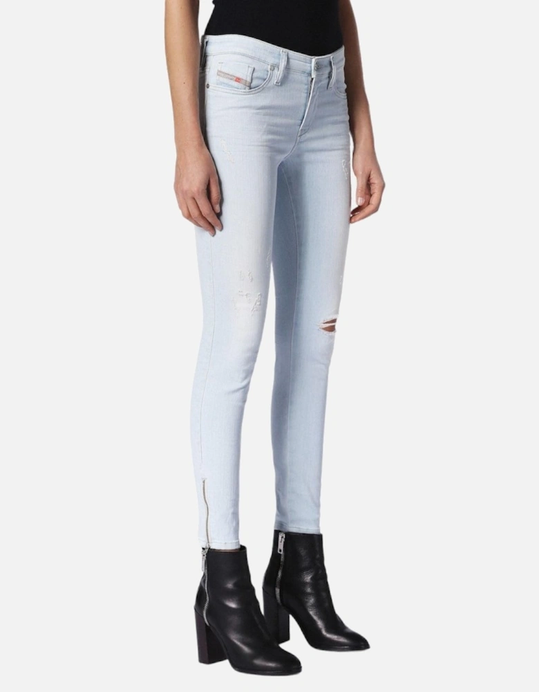 SKINZEE ZIP 084QE Womens Jeans Super Slim Skinny Regular Waist Fit Pants