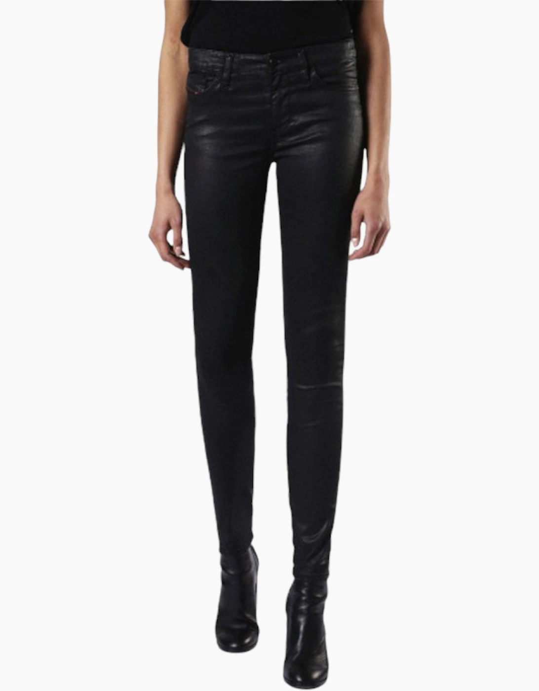 Diesel Women's Black Skinzee 0662E Denim Jeans Super Slim Skinny Zip Fly Shiny  10/32In W27 L32