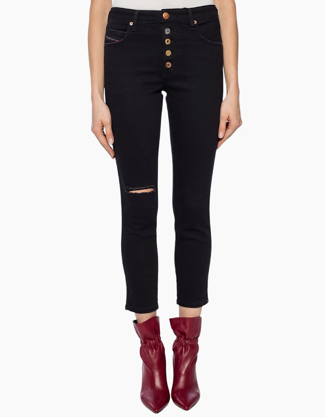 Women's DIESEL BABHILA B 084ZN Womens Jeans Denim - Black - Size: 34in/12