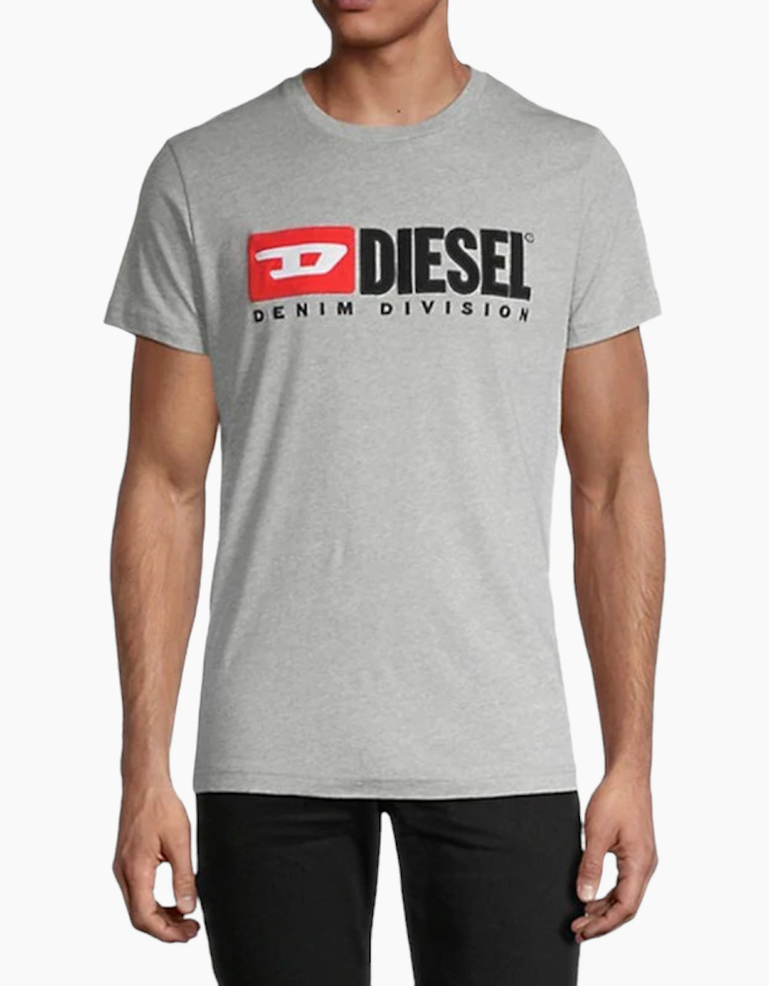 Diesel Men's Grey T Diego Division T Shirt Short Sleeve Tee Casual Cotton Summer Top - Size: 36