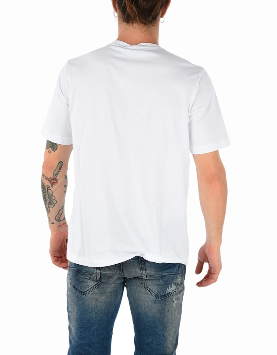 T JUST WN Mens T-Shirt Short Sleeves Crew Neck Printed Casual White Tees