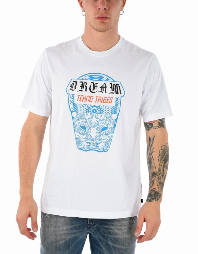 T JUST WN Mens T-Shirt Short Sleeves Crew Neck Printed Casual White Tees