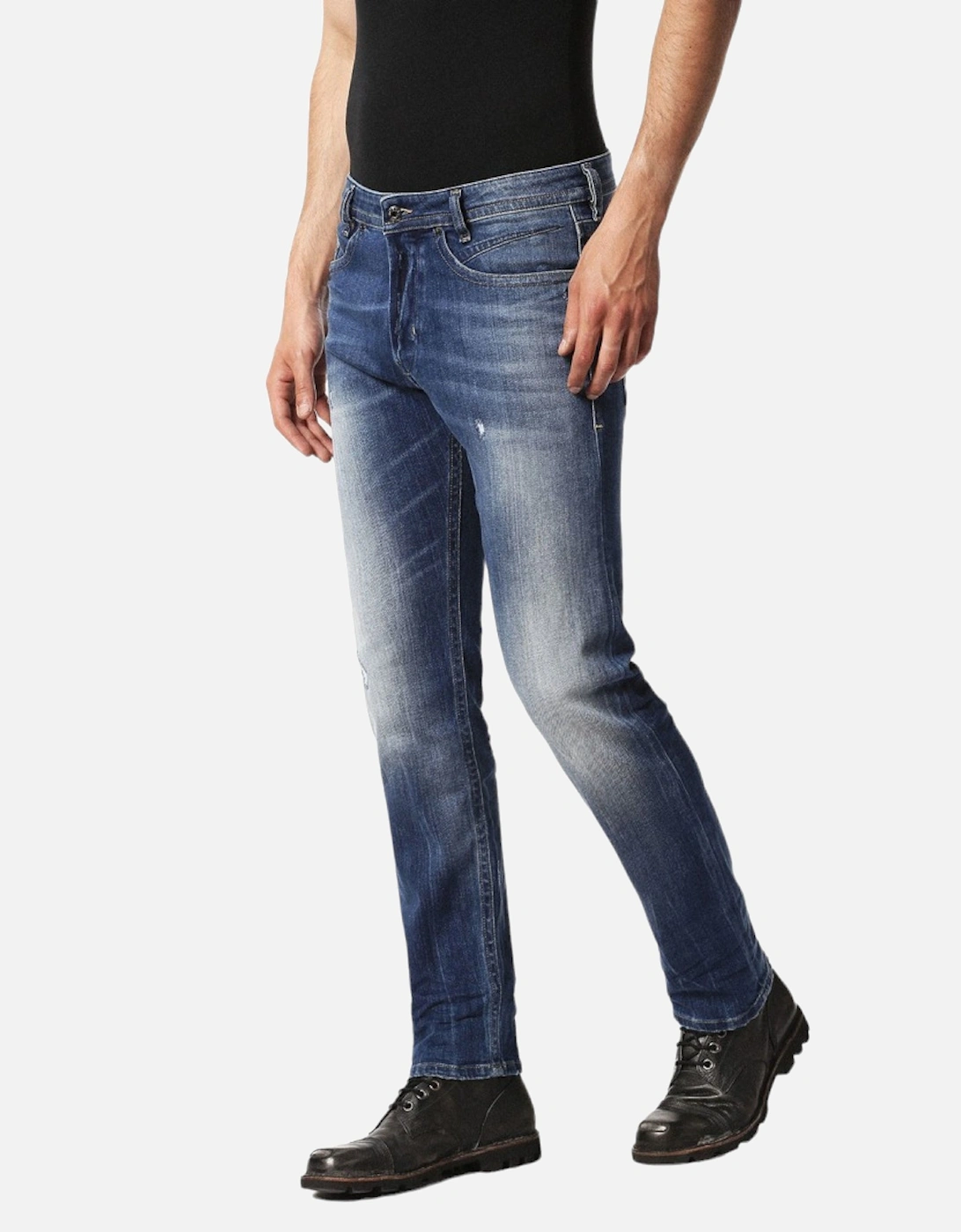 AKEE 084GG Mens Denim Jeans Distressed Regular Slim Tapered Stretch Pants