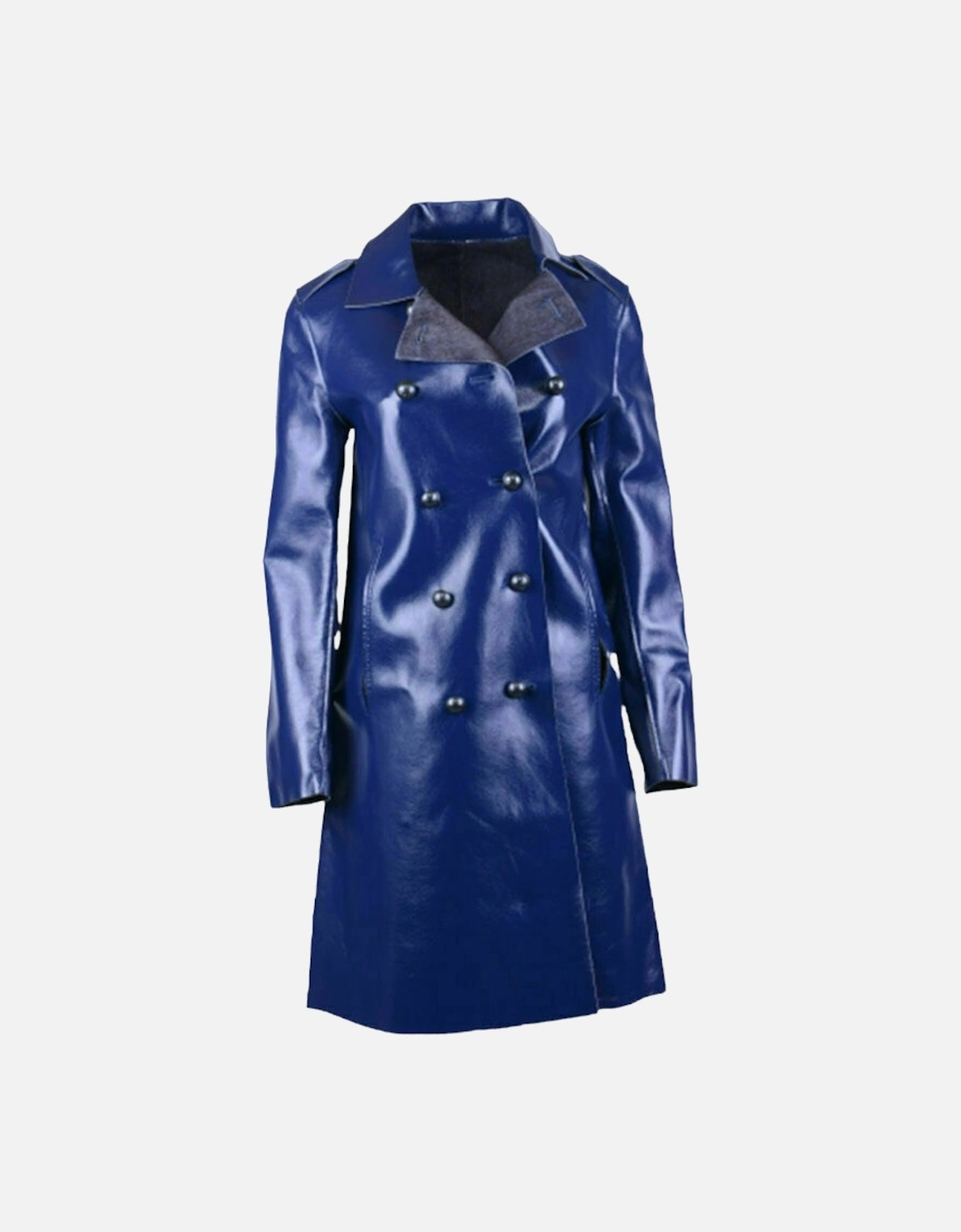 Women's DIESEL L LILAC Womens Jacket Double Breasted Coat Winter REVERSIBLE Overcoat - Navy - Size: 12