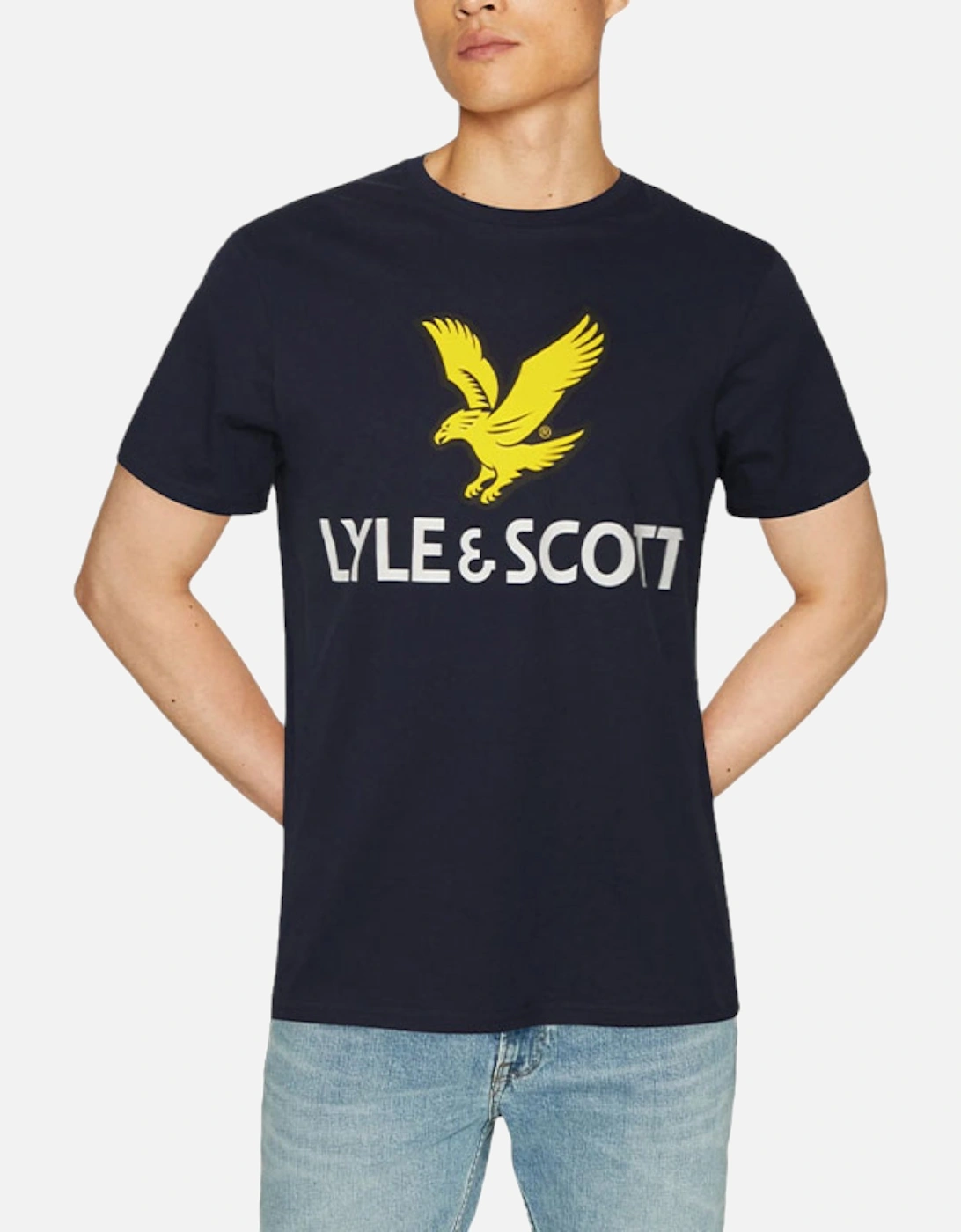 Lyle & Scott Men's Lyle & Scott Mens Graphic T Shirts Short Sleeve Glitch Printed Summer Cotton Tee - Navy