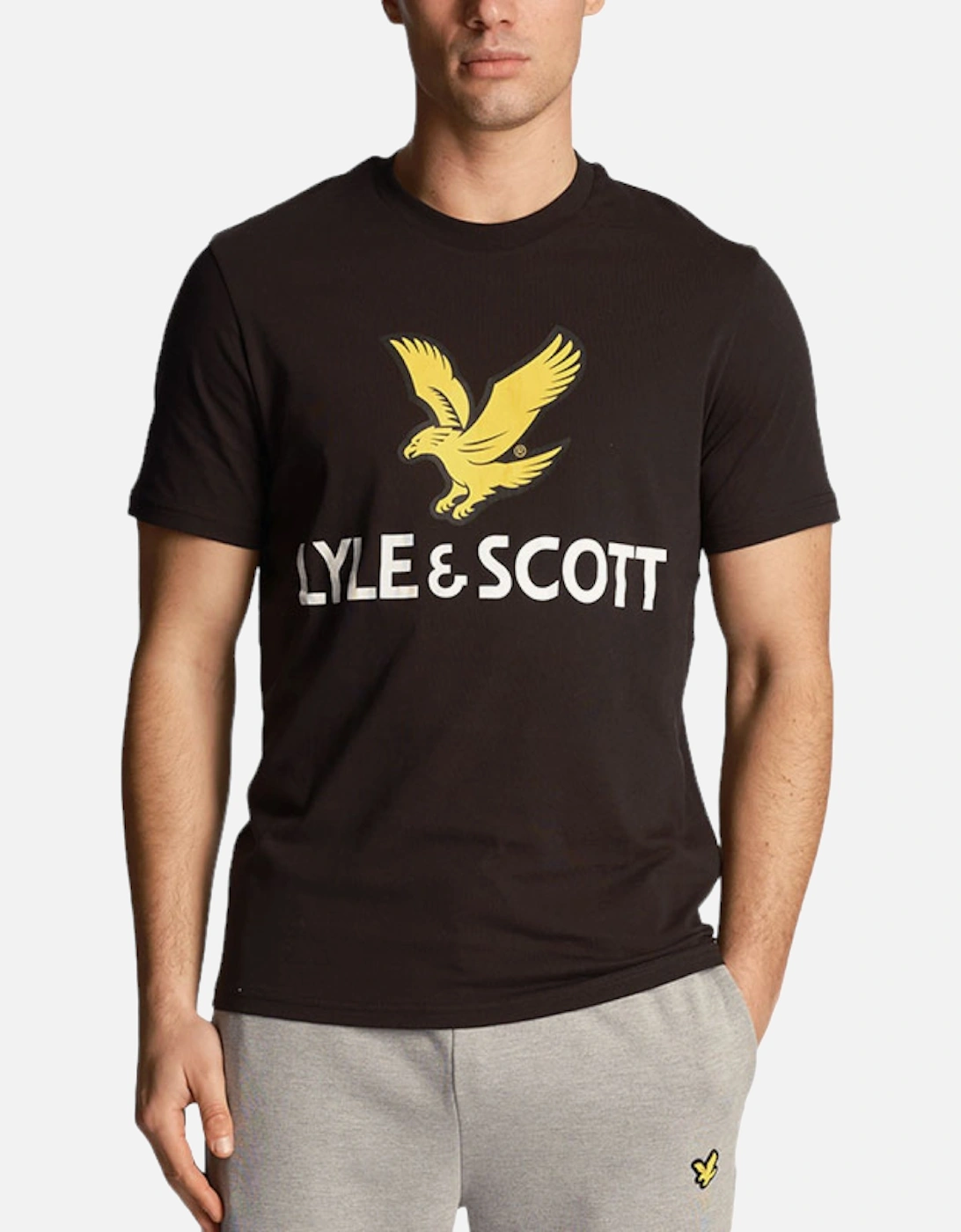 Lyle & Scott Men's Lyle & Scott Mens Graphic T Shirts Short Sleeve Glitch Printed Summer Cotton Tee - Black