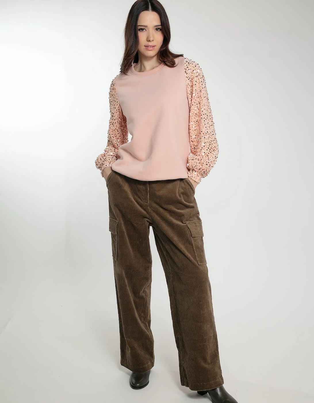 Nooki Design Women's BESSIE CORD CARGOS IN KHAKI - Green - Size: 10