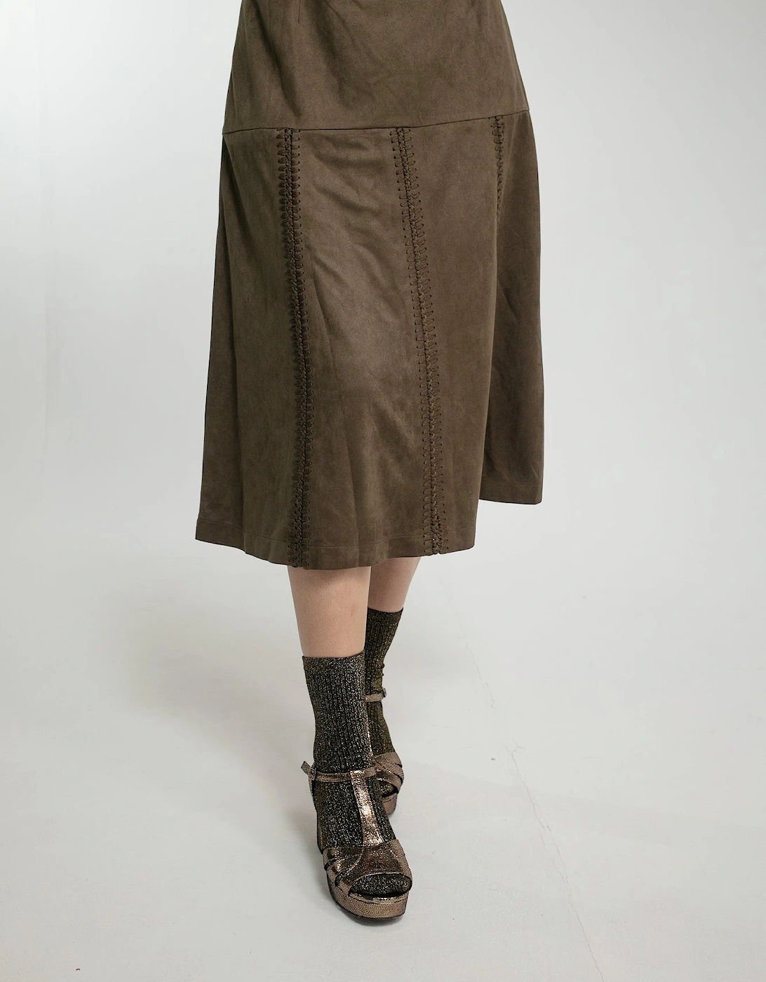 Nooki Design Women's ELISA SKIRT IN KHAKI - Green - Size: 14/14