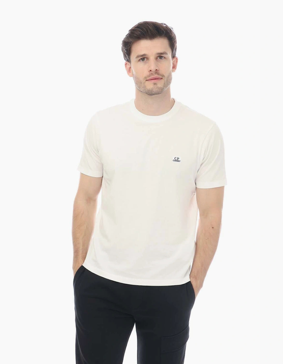 Cp Company Men's White 30/1 Jersey Logo T-Shirt  34 Xs