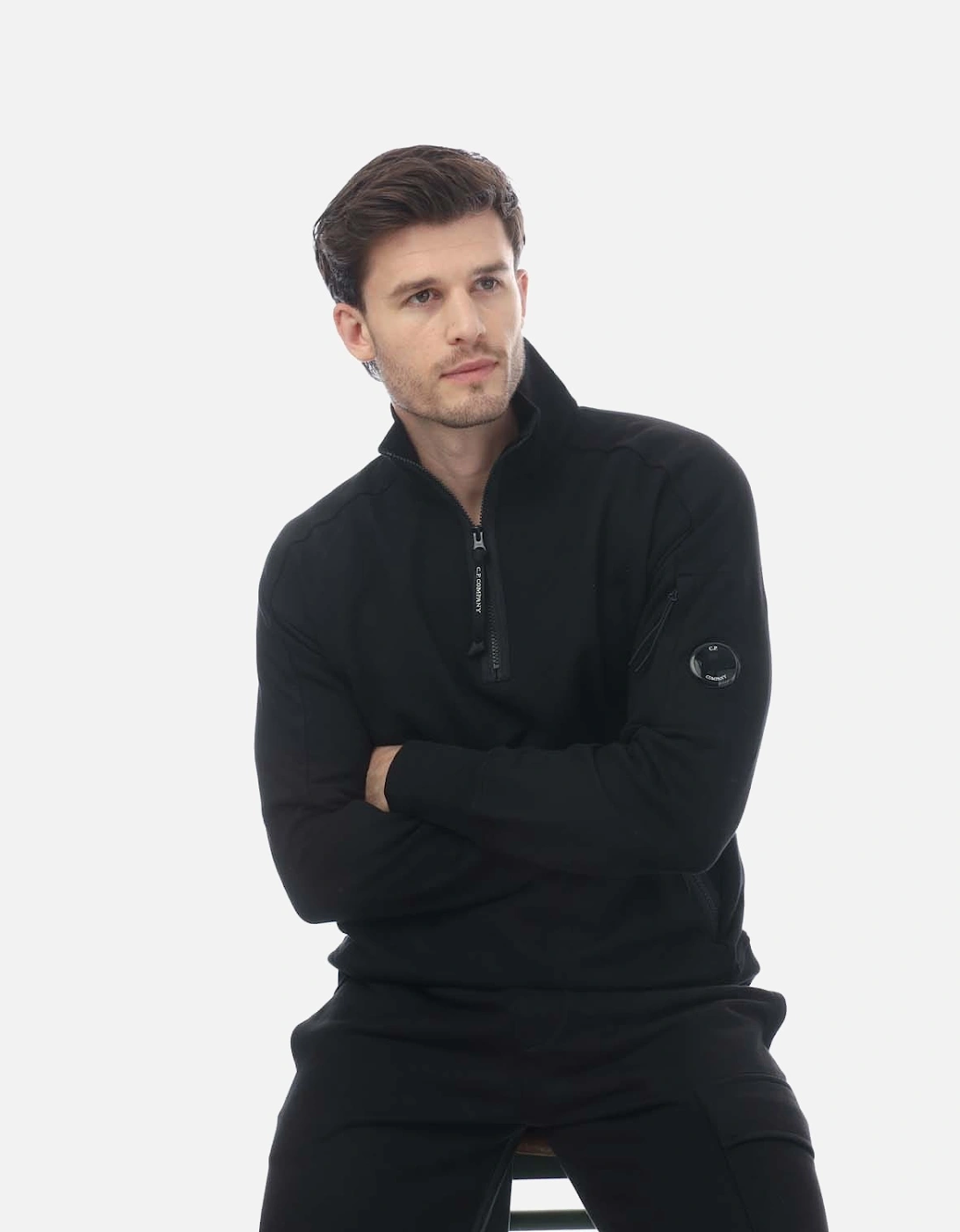 Diagonal Raised Half-Zip Fleece Sweatshirt