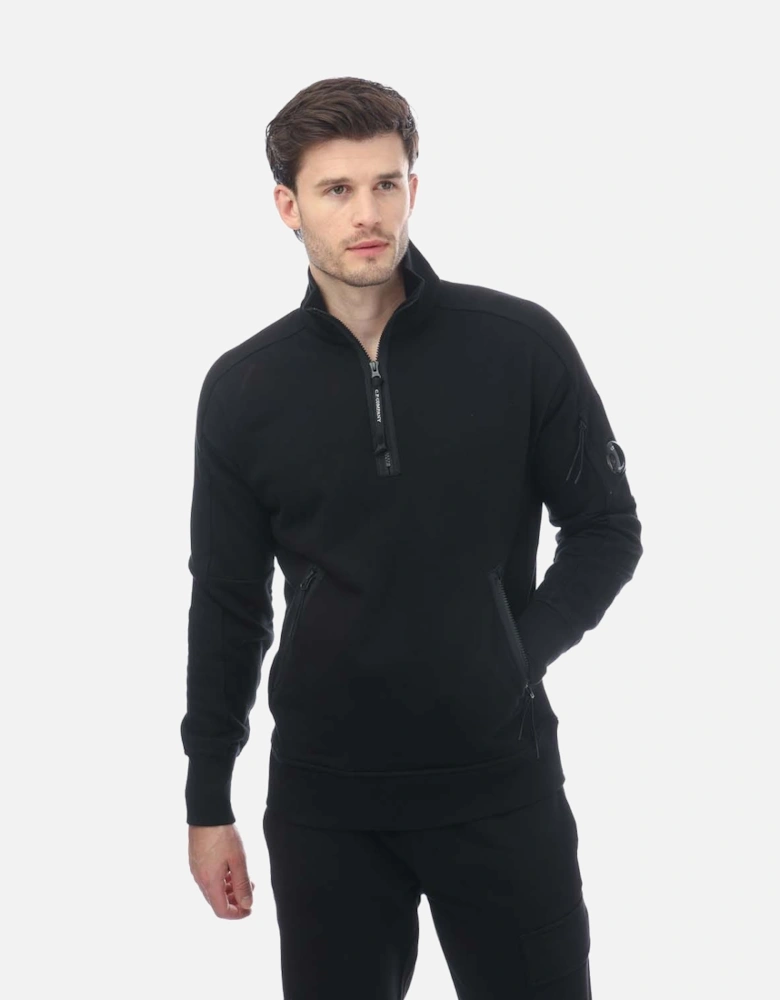 Diagonal Raised Half-Zip Fleece Sweatshirt