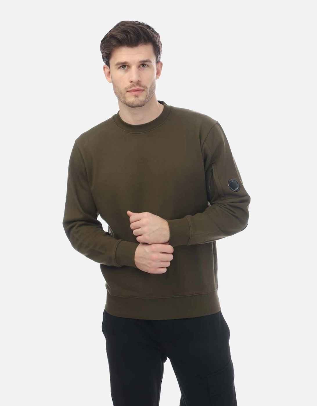 CP Company Men's Diagonal Raised Fleece Sweatshirt - Green - Size: 40