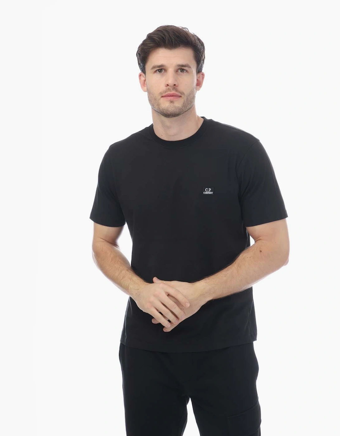 Cp Company Men's Black 30/1 Jersey Logo T-Shirt  34 Xs