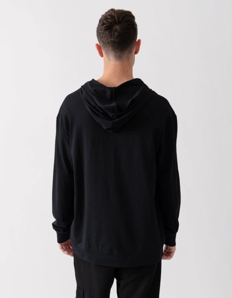 HUGO Laze Mens Stretch-Cotton Relaxed Fit Hoodie with Logo Print