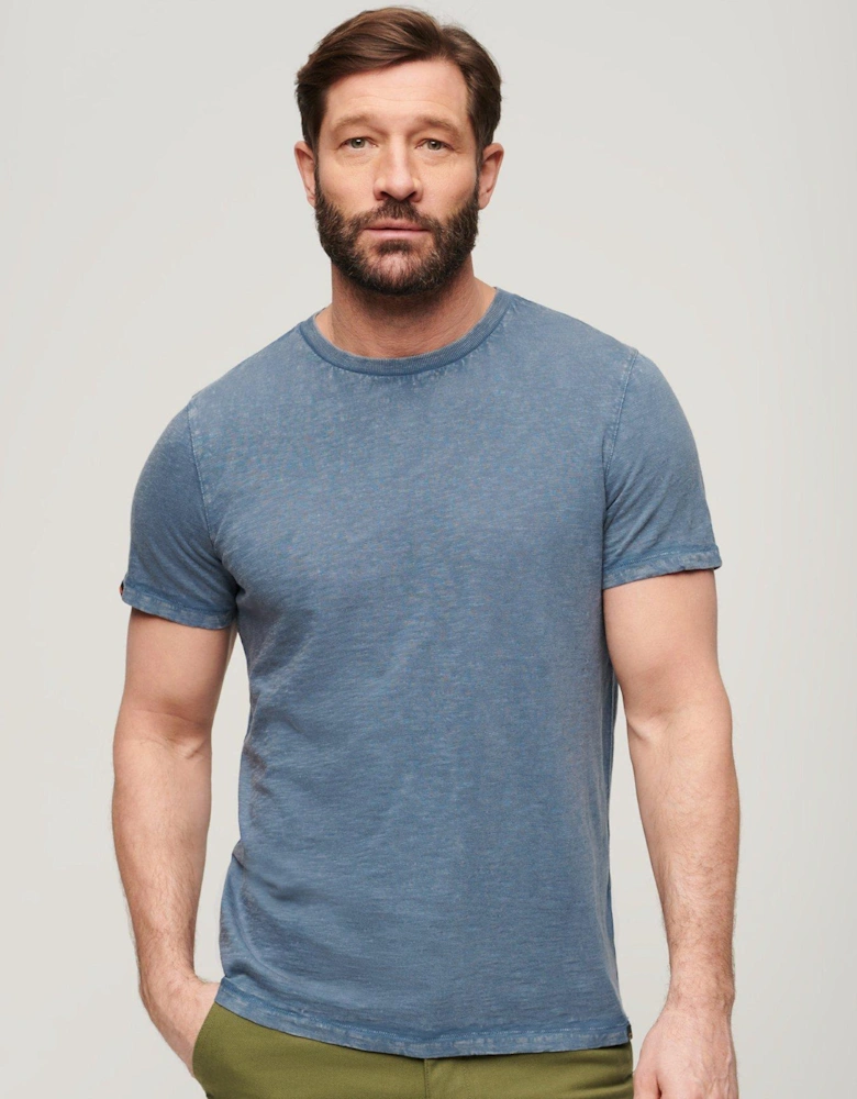 Crew Neck Slub T-Shirt - Blue