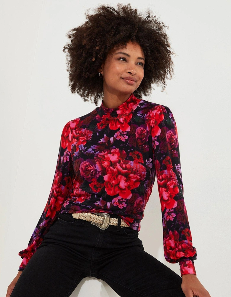 Jersey Print Top - Red
