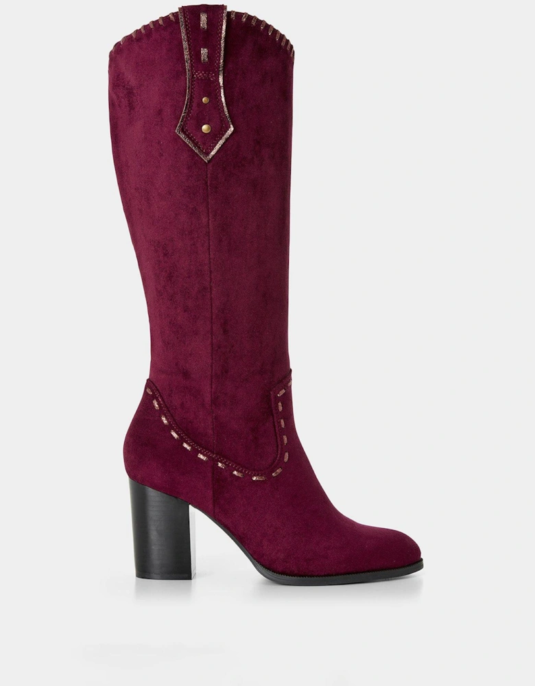 Suede Western Calf Boot - Pink