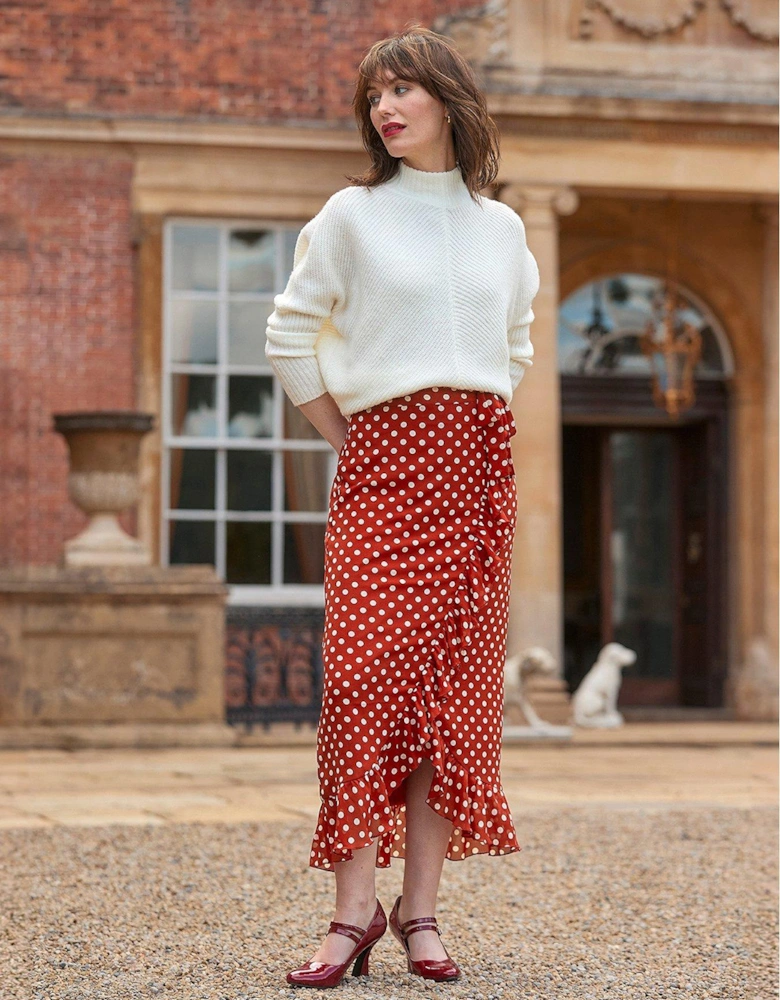 Polka Dot Midi Skirt - Red