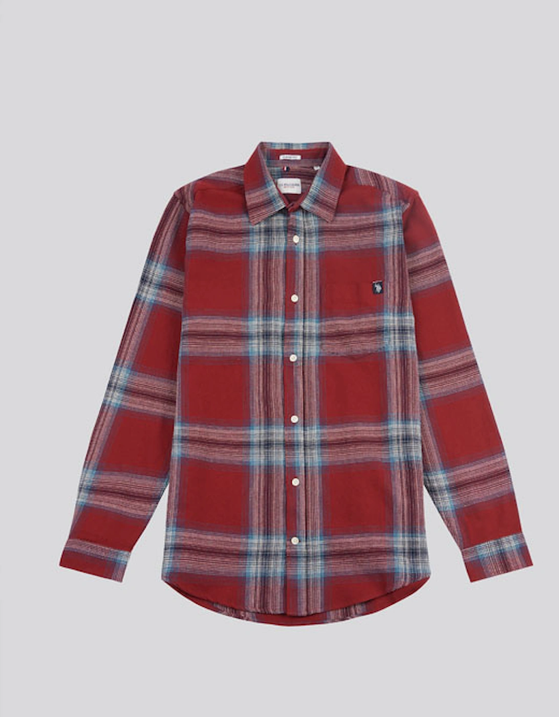 USA Polo Assn Men's Ombre Check Cotton Shirt Tibetan Red