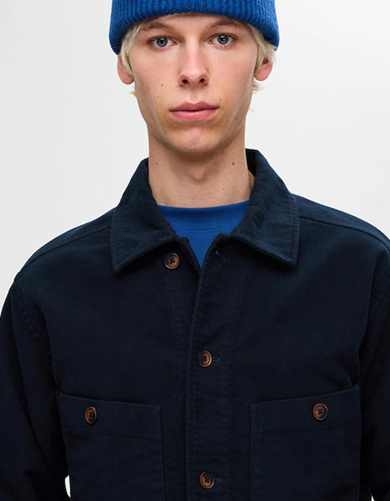 Homme Bent Moleskin Long Sleeve Shirt Sky Captain