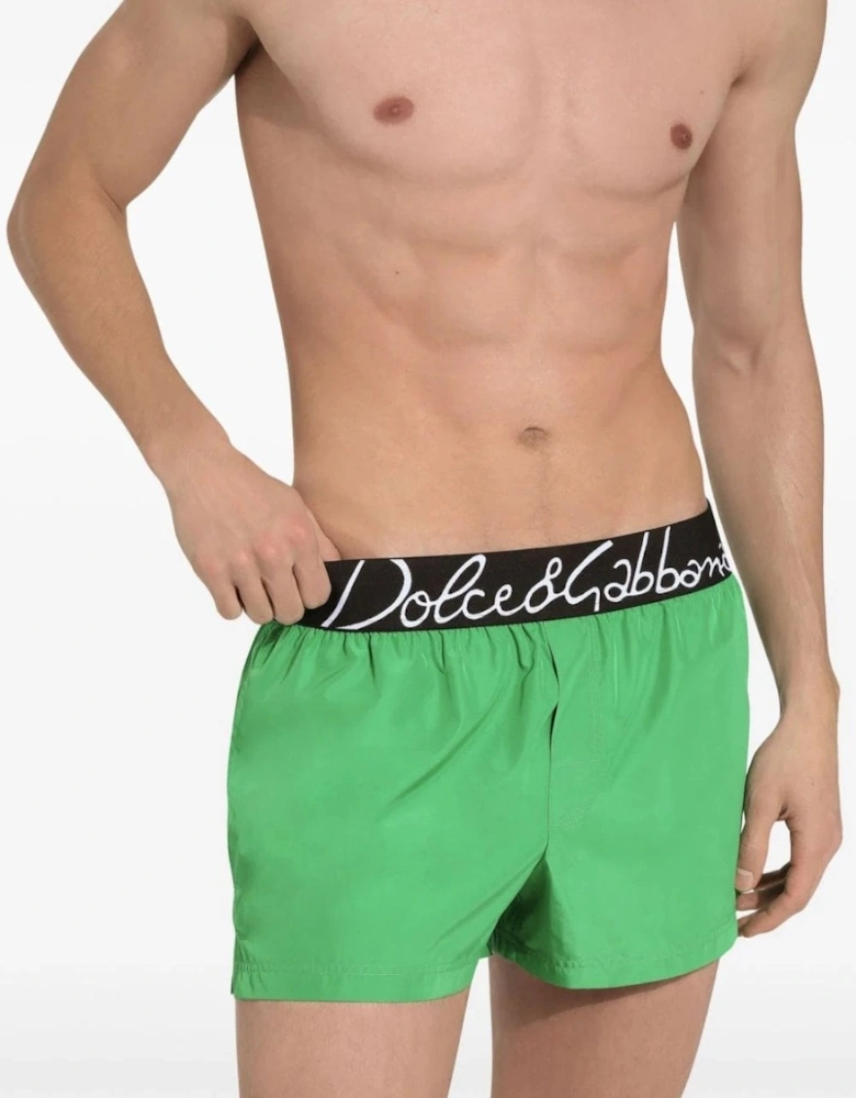 Branded Waistband Swim Shorts Green