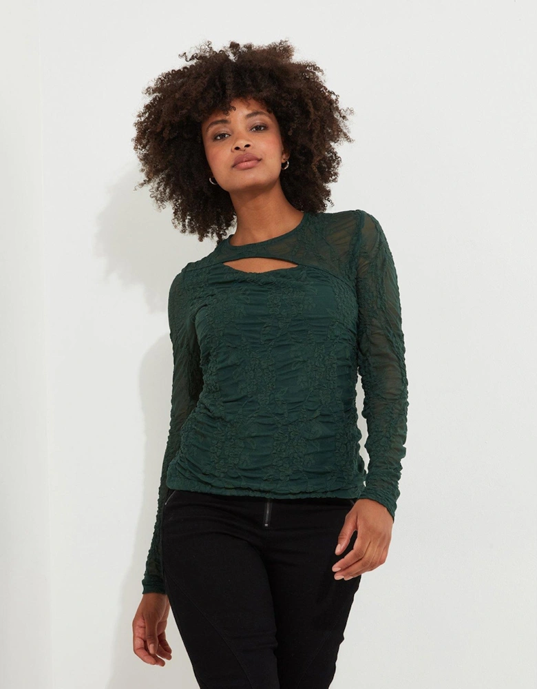 Cut Out Detail Top - Green