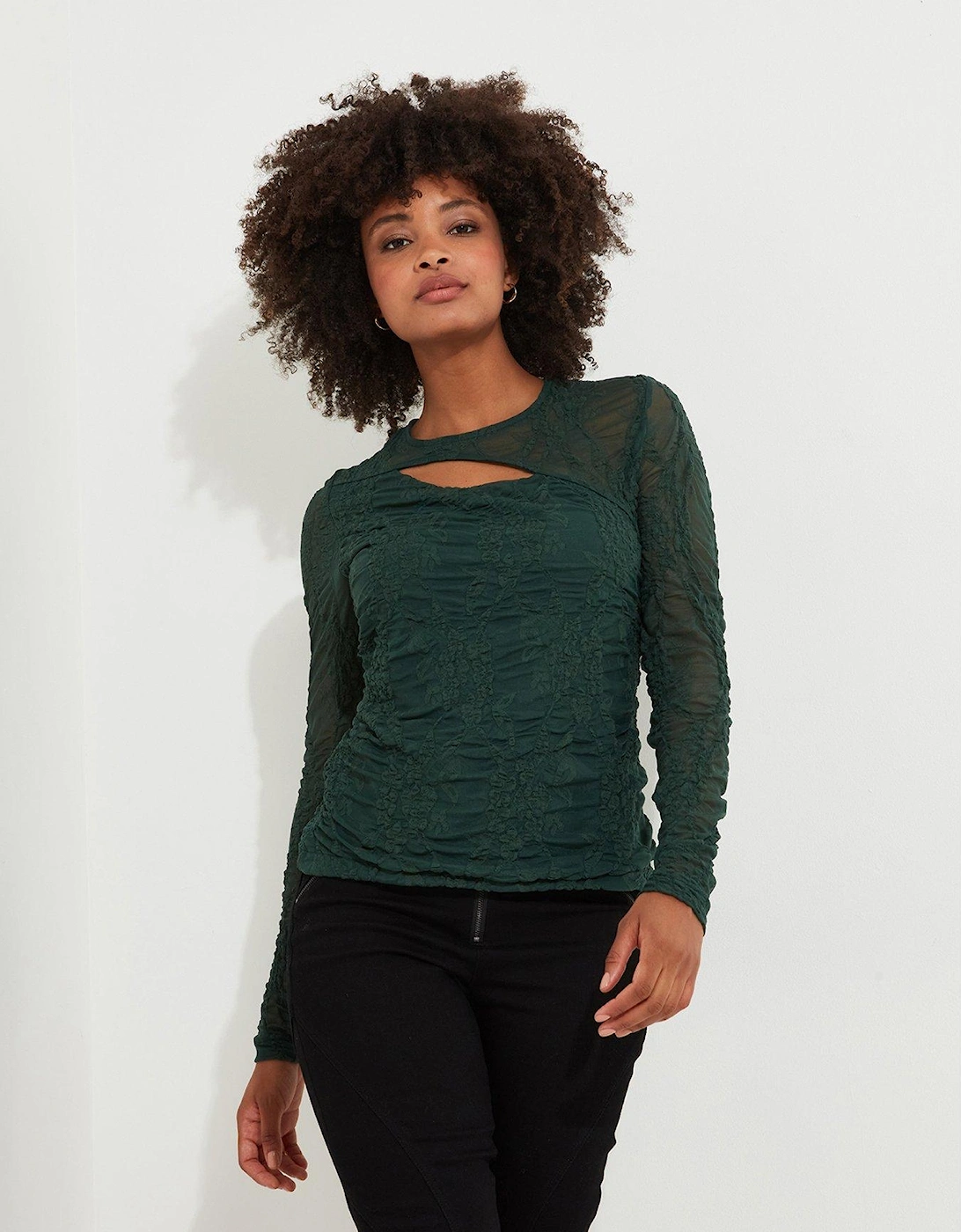 Cut Out Detail Top - Green, 2 of 1