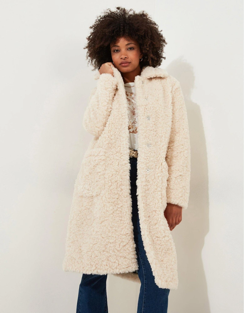 Long Teddy Coat - Cream