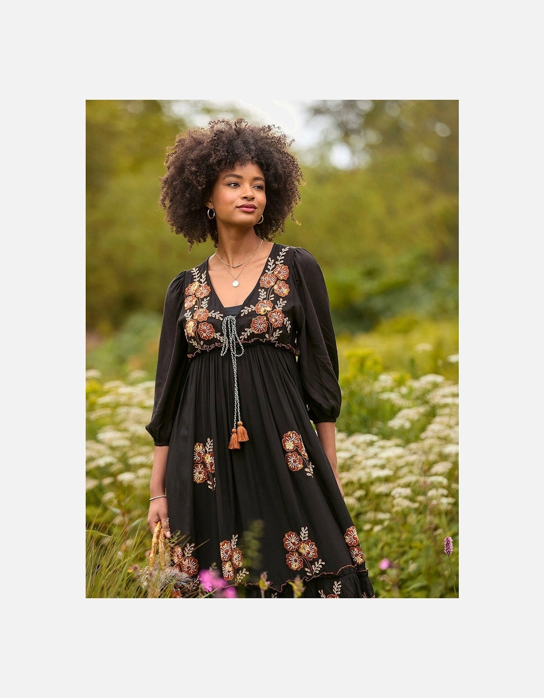 Embroidered Boho Black Dress, 7 of 6