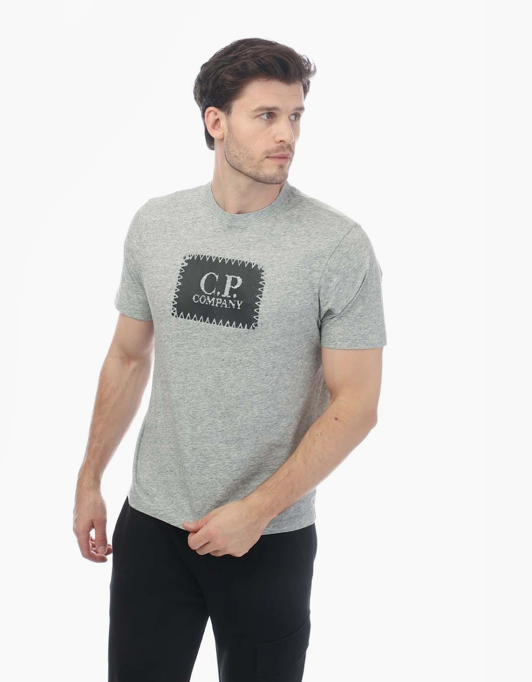Cp Company Men's Grey 30/1 Jersey Label Style Logo T-Shirt  38 M