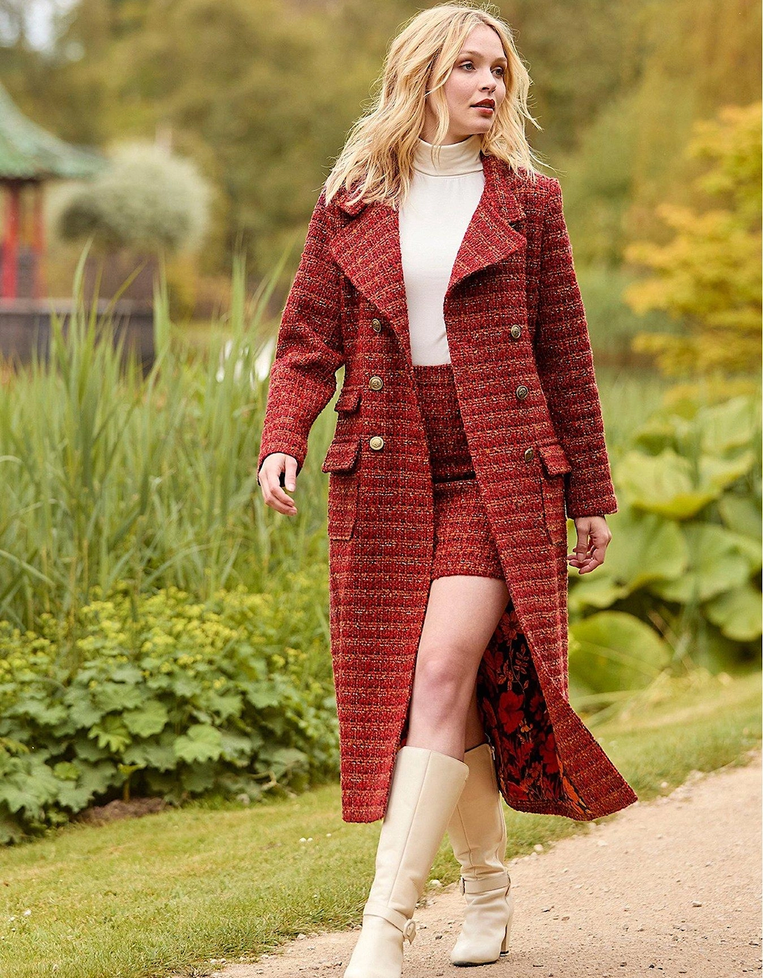 Maya Tweed Maxi Coat - Orange, 7 of 6