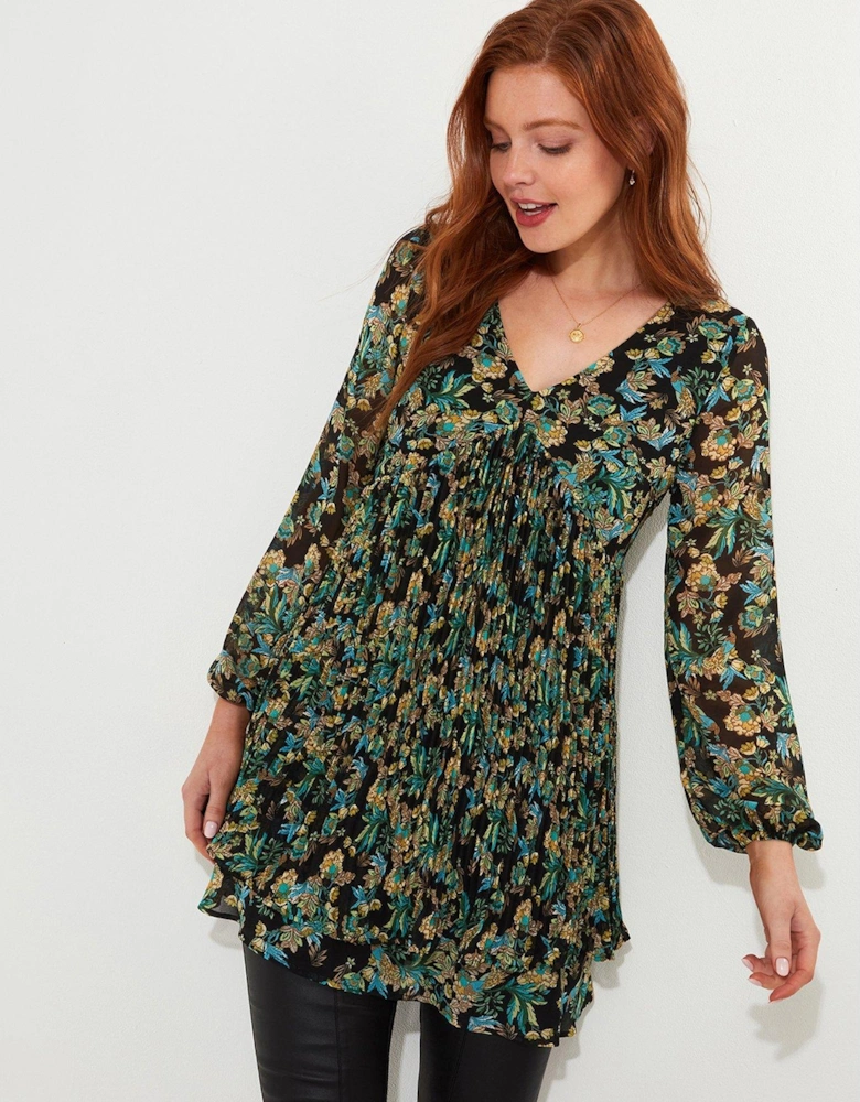 Printed Pleate Tunic - Green