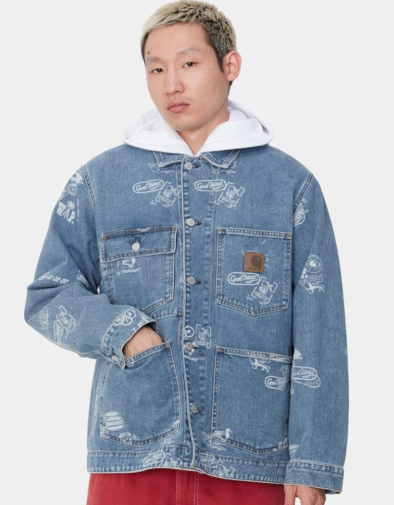 Stamp Jacket Stamp Print/Blue Bleached