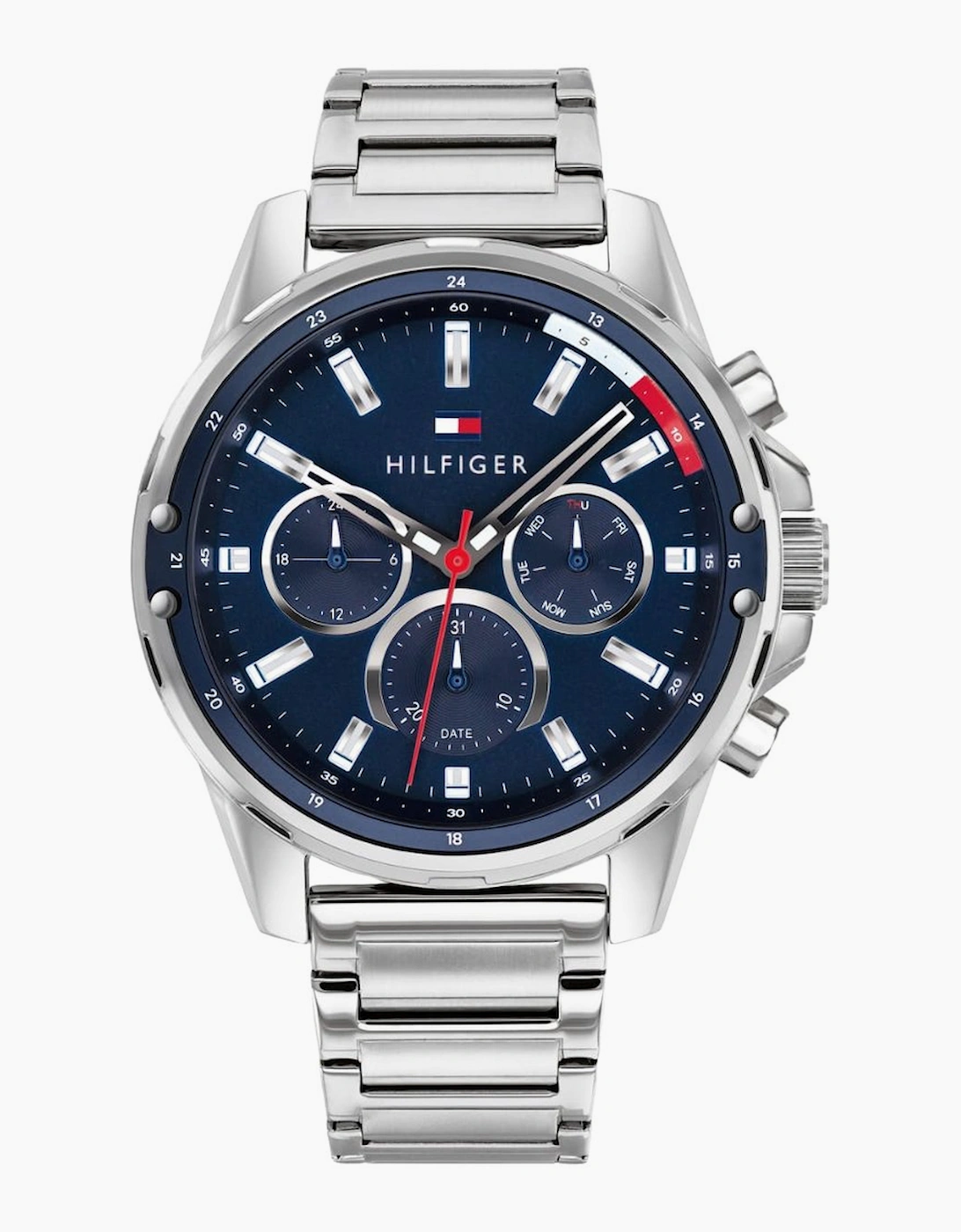 Tommy Hilfiger Men's Silver 1791788 Blue Dial Chronograph Watch 50M