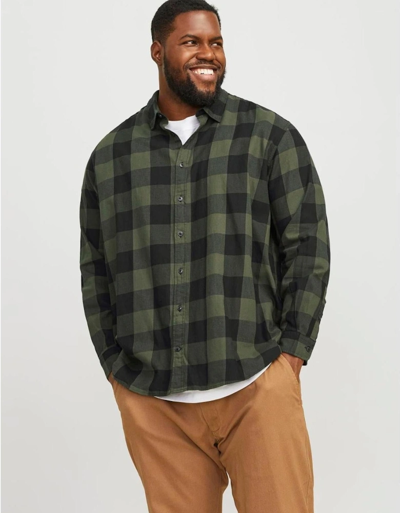 Mens Gingham Big & Tall Twill Long Sleeve Checked Shirt