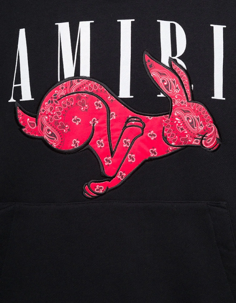 CNY Bandana Rabbit Logo Hoodie in Black