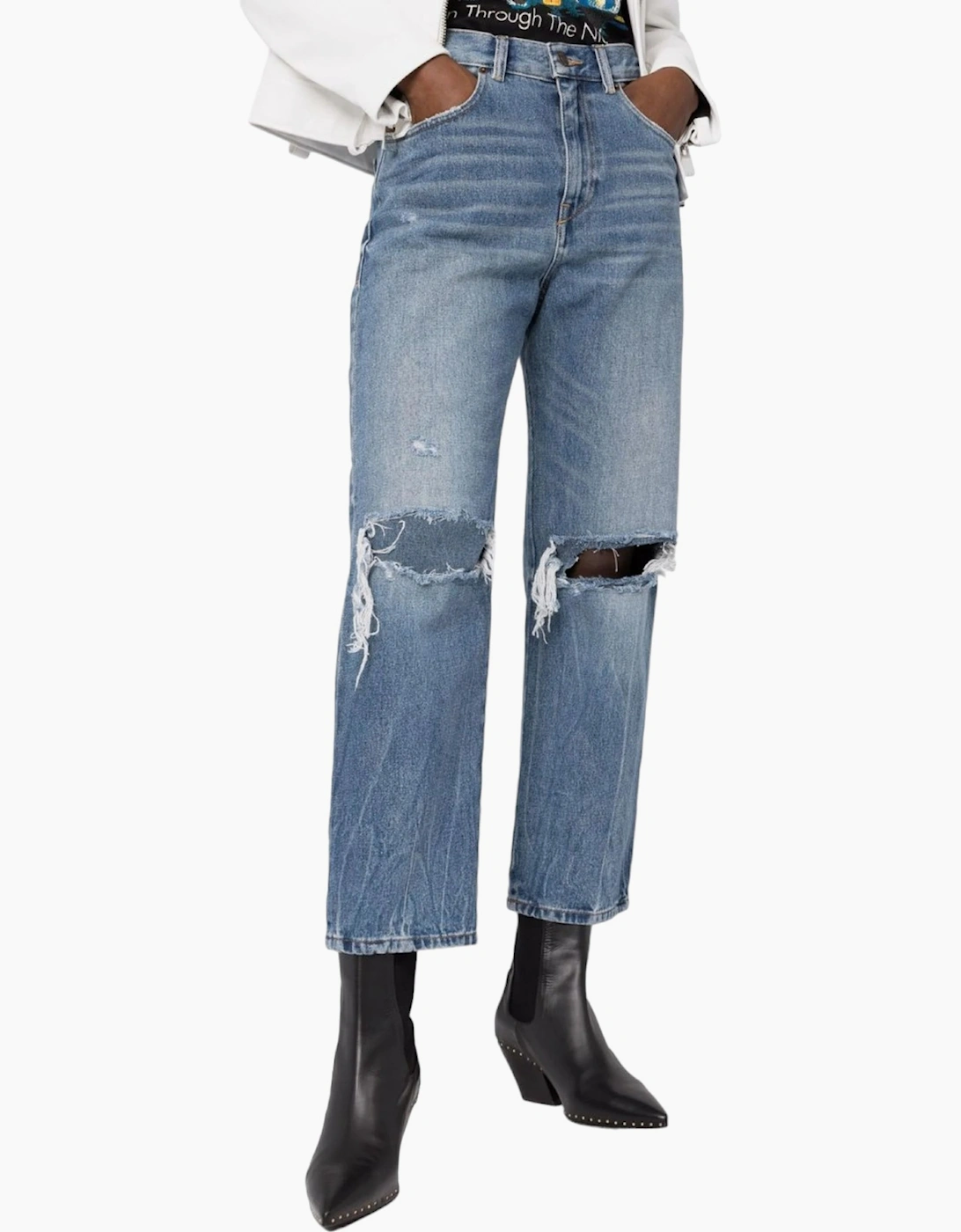 Women's DIESEL 2016 D-AIR Womens Boyfriend Jeans Straight Cropped Leg Cotton Pants New - Blue - Size: 12/32in