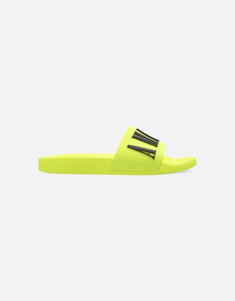 Core Logo Embossed Sliders in Yellow/Black