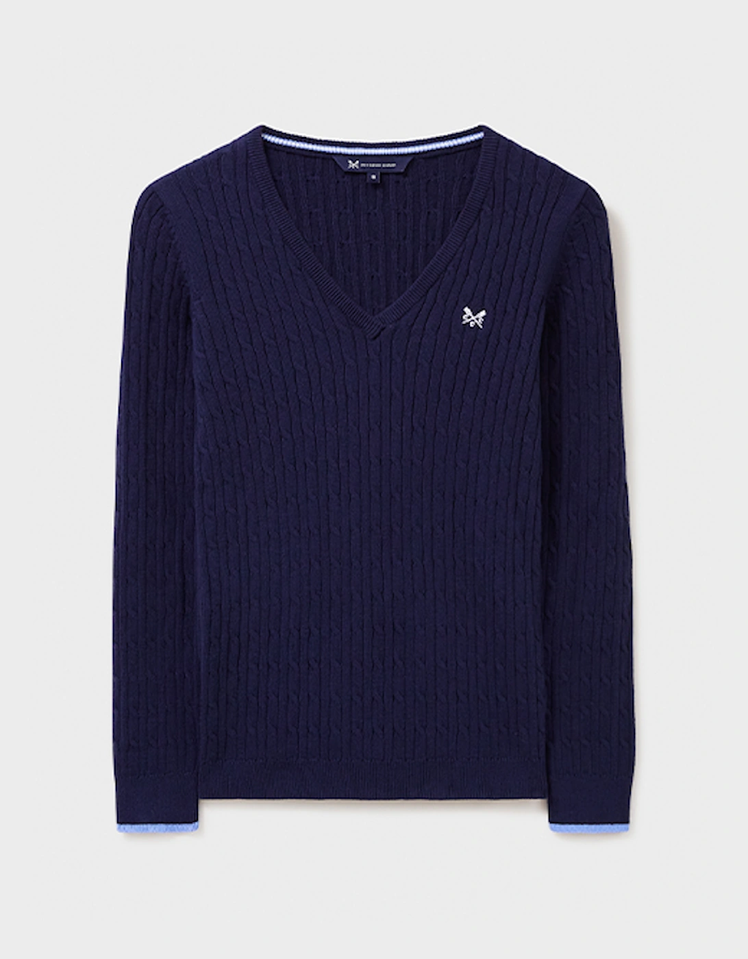 Women's Heritage V-Neck Cable Jumper Navy