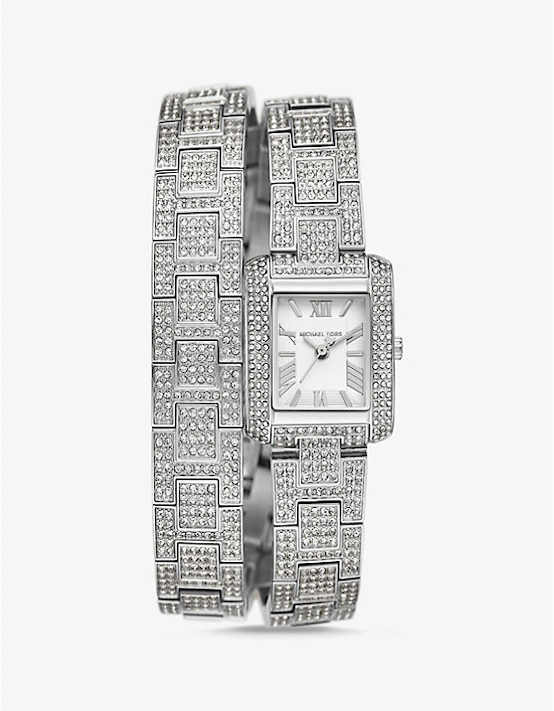 Petite Emery Pavé Silver-Tone Double Wrap Watch, 2 of 1