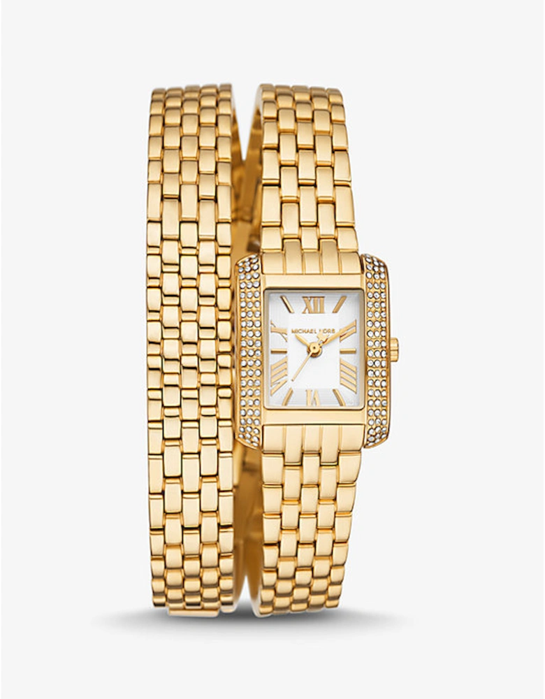 Petite Emery Pavé Gold-Tone Double Wrap Watch