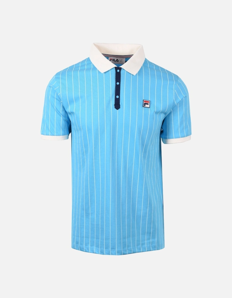 Vintage Bb1 Classic Striped Polo Cyan Blue/Navy