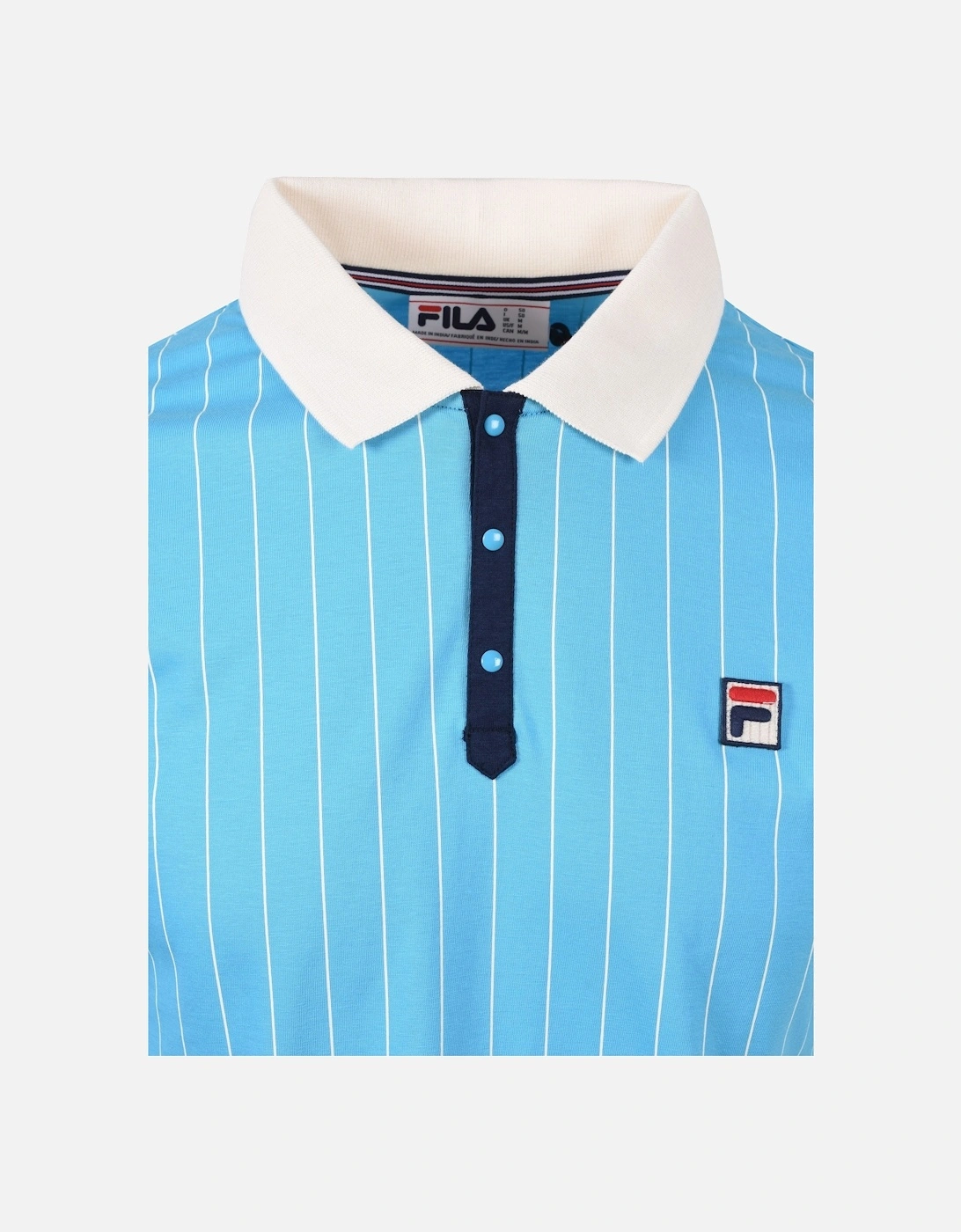 Vintage Bb1 Classic Striped Polo Cyan Blue/Navy